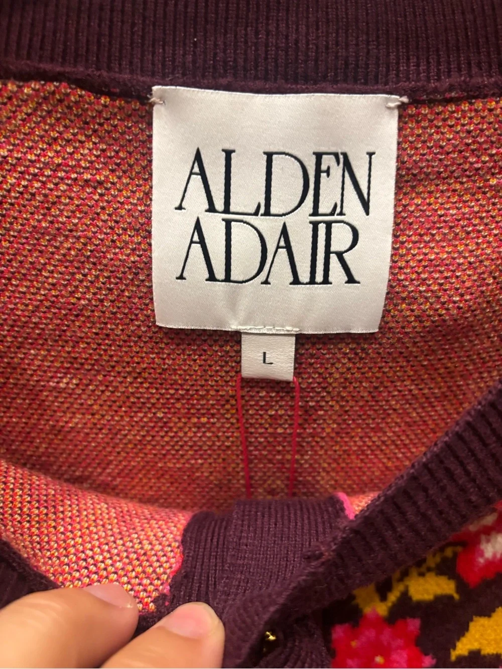Alden Adair NWT Women's Floral Knit Cardigan Sweater - Burgundy/Pink/Yellow